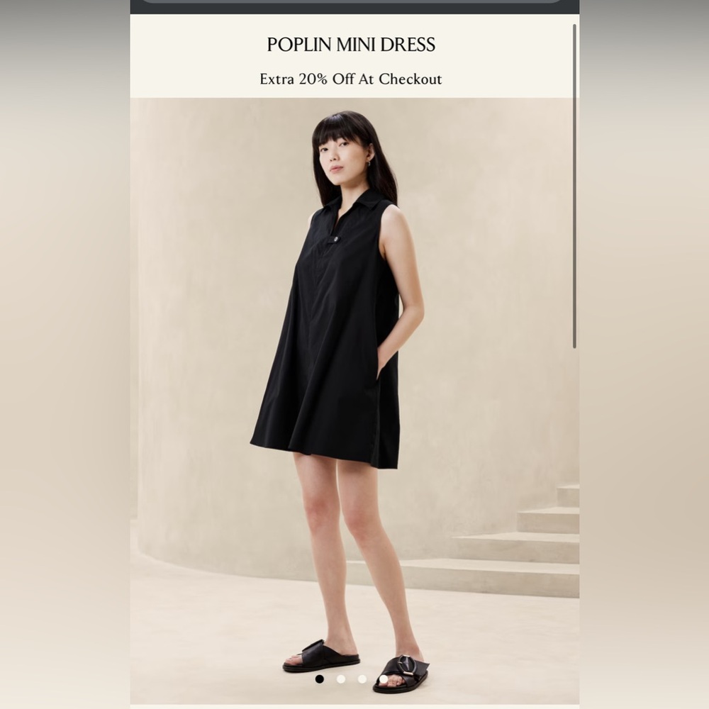 NWT Banana Republic Poplin Mini Dress - Medium - Black